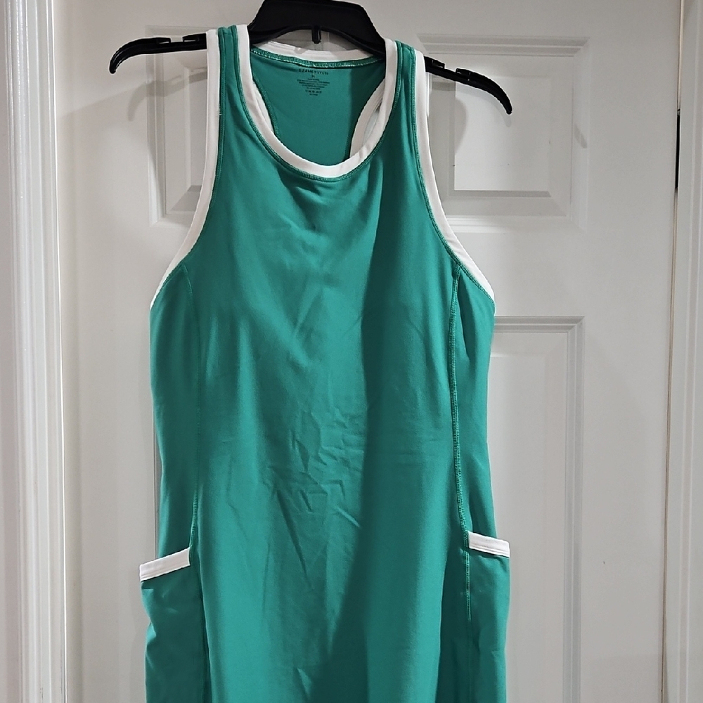 Summersalt Teal Sleeveless Top with White Accents